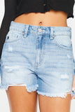 Kancan High Waist Frayed Denim Shorts - Flyclothing LLC