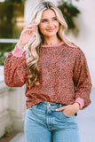 Leopard Round Neck Long Sleeve Sweatshirt - Flyclothing LLC