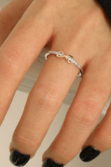 925 Sterling Silver Inlaid Zircon Infinity Symbol Ring