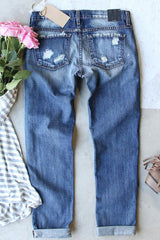 US Flag Mid-Rise Waist Straight Jeans Trendsi