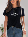 SMILE Round Neck Short Sleeve T-Shirt Trendsi