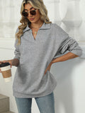 Johnny Collar Long Sleeve Sweatshirt - Trendsi