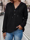 Drawstring Dropped Shoulder Long Sleeve Hoodie - Trendsi