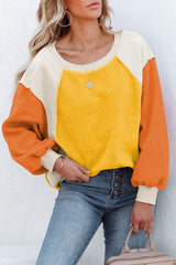 Color Block Round Neck Long Sleeve Sweatshirt