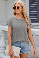 Round Neck Short Sleeve T-Shirt Trendsi