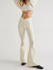 Asymmetric Waist Flare Jeans - Trendsi