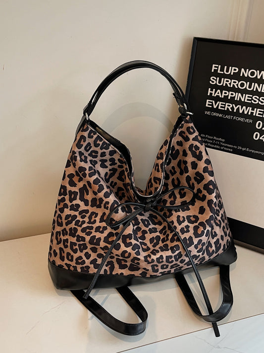 Bolso bandolera de doble uso con estampado de leopardo