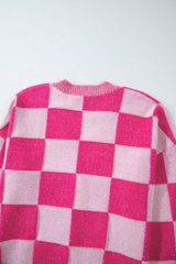 Checkered V-Neck Long Sleeve Cardigan - Trendsi