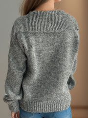 Collared Neck Long Sleeve Sweater - Trendsi