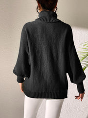 Heart Turtleneck Long Sleeve Sweater - Trendsi