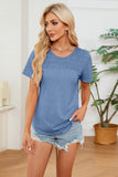 Ruched Round Neck Short Sleeve T-Shirt Trendsi