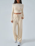 Devine Round Neck Long Sleeve Top and Pants Set