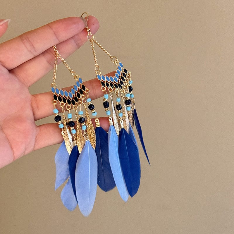 Alloy Rice Bead Dangle Earrings - Trendsi