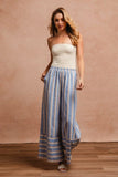 BiBi Striped Wide Leg Pants with Pockets - Trendsi