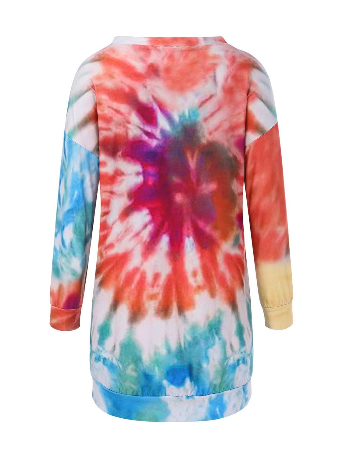 Full Size Tie-Dye Round Neck Long Sleeve Dress - Trendsi