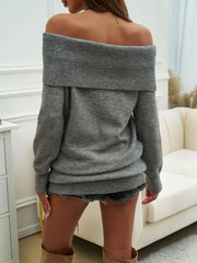 Off-Shoulder Long Sleeve Sweater