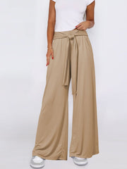 Tied Wide Leg Pants with Pockets - Trendsi