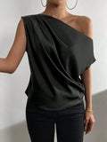 Ruched Single Shoulder Blouse - Flyclothing LLC