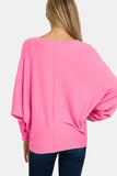 Zenana Ribbed Round Neck Long Sleeve Top - Flyclothing LLC