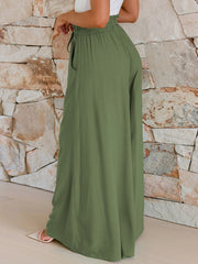 Drawstring Wide Leg Pants with Pockets