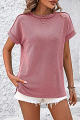 Striped Round Neck Short Sleeve T-Shirt Trendsi