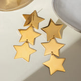 18K Gold-Plated Stainless Steel Star Earrings - Trendsi