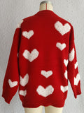 Heart Round Neck Dropped Shoulder Sweater - Trendsi