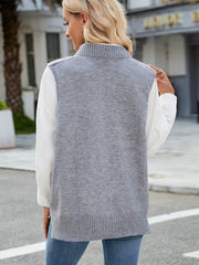 Cable Knit V-Neck Sweater Vest - Trendsi