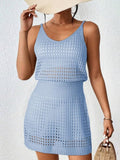 Openwork V-Neck Sleeveless Cover Up Dress - Trendsi