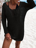 Openwork Tie Neck Cover-Up - Flyclothing LLC