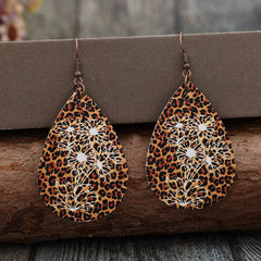 Leopard PU Leather Teardrop Shape Earrings - Trendsi