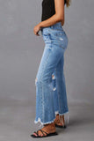 Distressed Raw Hem Jeans with Pockets Trendsi