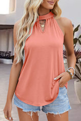 Tied Cutout Grecian Neck Tank - Flyclothing LLC