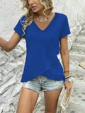 V-Neck Short Sleeve Blouse - Flyclothing LLC