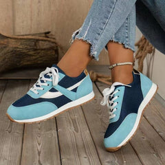 Mesh Contrast Round Toe Sneakers - Trendsi