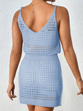 Openwork V-Neck Sleeveless Cover Up Dress - Trendsi