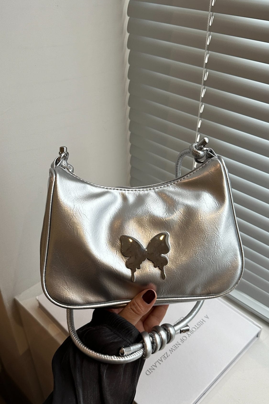 Butterfly PU Leather Knotted Strap Shoulder Bag - Trendsi