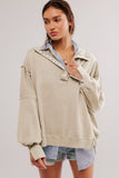 Exposed Seam Side Slit Long Sleeve Sweatshirt - Trendsi