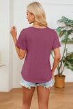 Ruched Round Neck Short Sleeve T-Shirt Trendsi