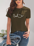 SMILE Round Neck Short Sleeve T-Shirt Trendsi