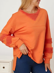 High-Low Round Neck Long Sleeve Sweatshirt