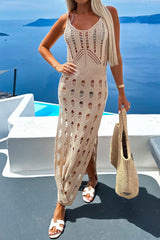 Openwork Slit Scoop Neck Sleeveless Cover Up Trendsi