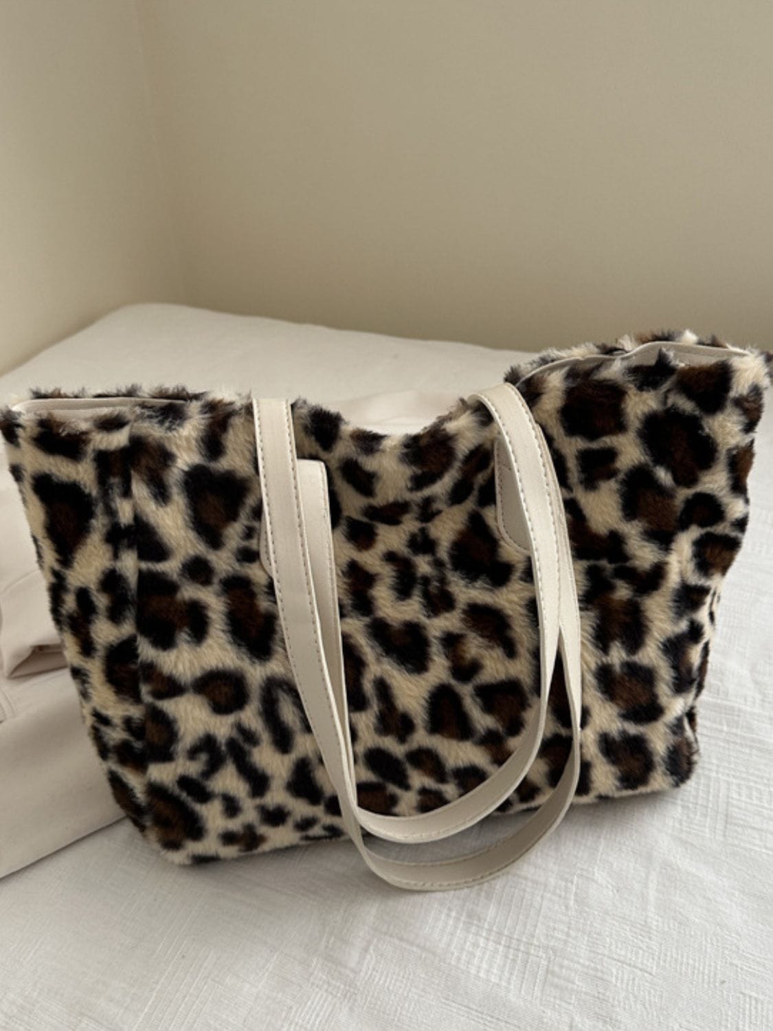 Leopard Fluff Tote Bag - Trendsi