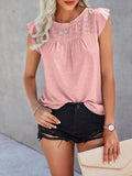 Ruffled Round Neck Cap Sleeve T-Shirt - Flyclothing LLC