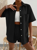 Button Up Short Sleeve Shirt and Shorts Set - Flyclothing LLC