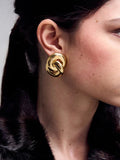 18K Gold-Plated Stainless Steel Knotted Earrings - Trendsi