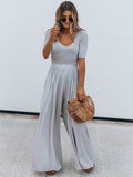 Scoop Neck Short Sleeve Jumpsuit Trendsi