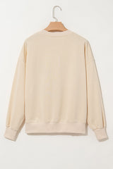 THANKS Round Neck Long Sleeve Sweatshirt - Trendsi