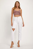 RISEN Full Size Distressed Cropped Straight Jeans - Trendsi