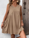 Ivy Lane Ruched V-Neck Sleeveless Mini Dress